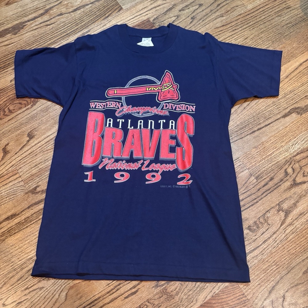 Vintage 1992 Atlanta Braves T Shirt NWT Large Single Stitch Logo 7 USA Made MLB